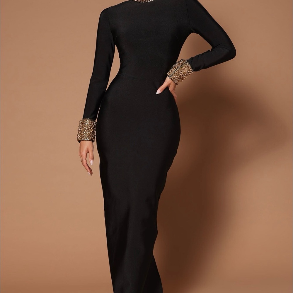 Elegant Black Long Sleeve Dress